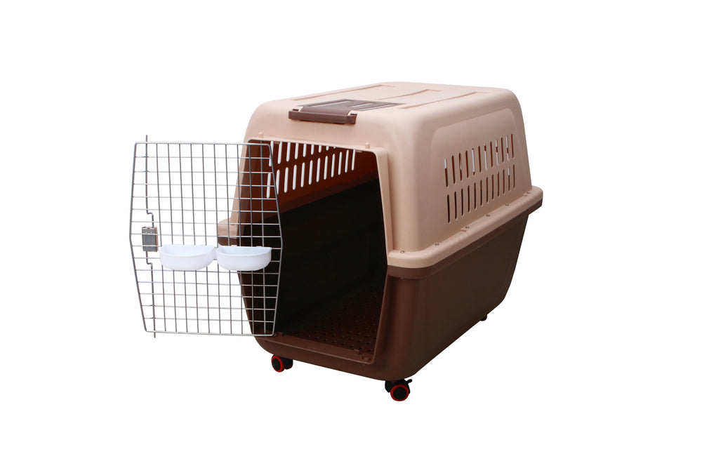 DSZ Product, feed-cond-new, feed-sl-DSZ Freight Payable, newYes4Pets Large Plastic Kennels Pet Carrier Dog Cat Cage Crate With Handle And Wheel Brown - Premium Pet Care > Dog Supplies > Dog Kennels from Yes4Pets ! Shop Online Buy Now at S & D's Value Store Family Business Best Customer ServiceDSZ Product, feed-cond-new, feed-sl-DSZ Freight Payable, new