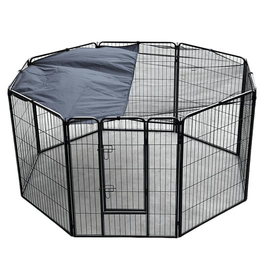 Heavy duty 100 cm pet playpen fence for dogs, cats, and rabbits with cover, ideal for secure play areas.