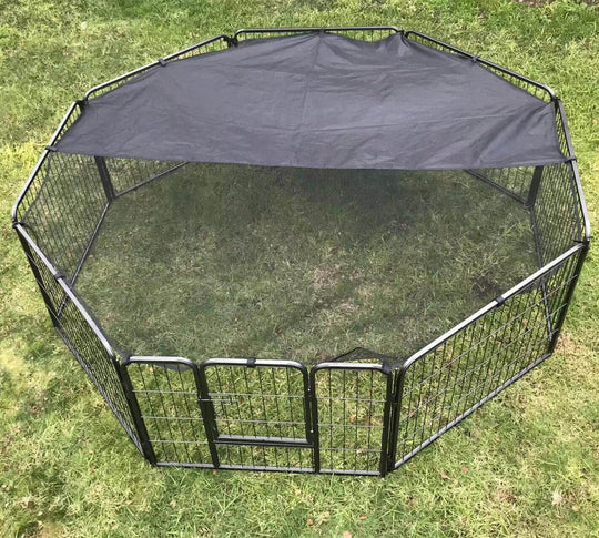 YES4PETS 60 cm Heavy Duty Pet Exercise Playpen with Cover in grass setting, providing a safe play area for pets.