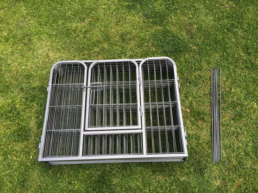 Foldable 8 panel metal pet exercise playpen fence, ideal for dogs and rabbits, affordable and easy to transport.