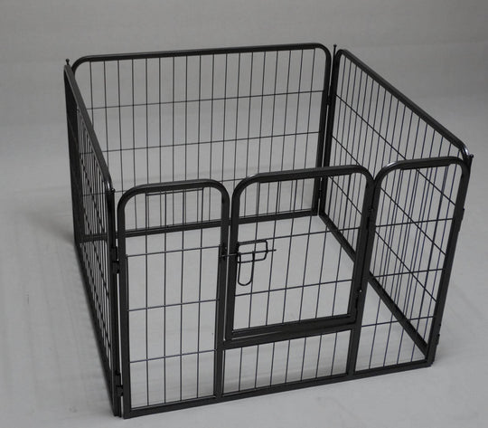 YES4PETS 4-panel heavy-duty pet exercise playpen fence in black, perfect for dogs, puppies, cats, and rabbits.