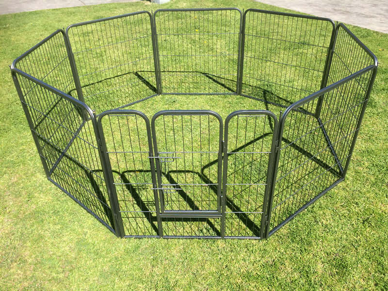 YES4PETS 80 cm heavy duty pet playpen fence on grass, ideal for dogs, puppies, and rabbits, convenient and foldable.