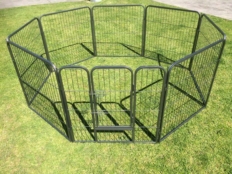 YES4PETS 80 cm heavy duty dog playpen with 8 panels on grass, ideal for pets, affordable and quality exercise fence.