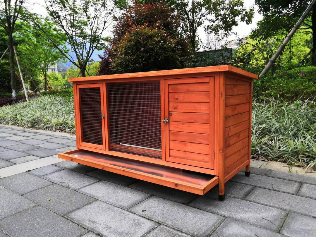 YES4PETS XXL Rabbit Hutch with pull-out tray, perfect for small animals like rabbits and guinea pigs in a garden setting.