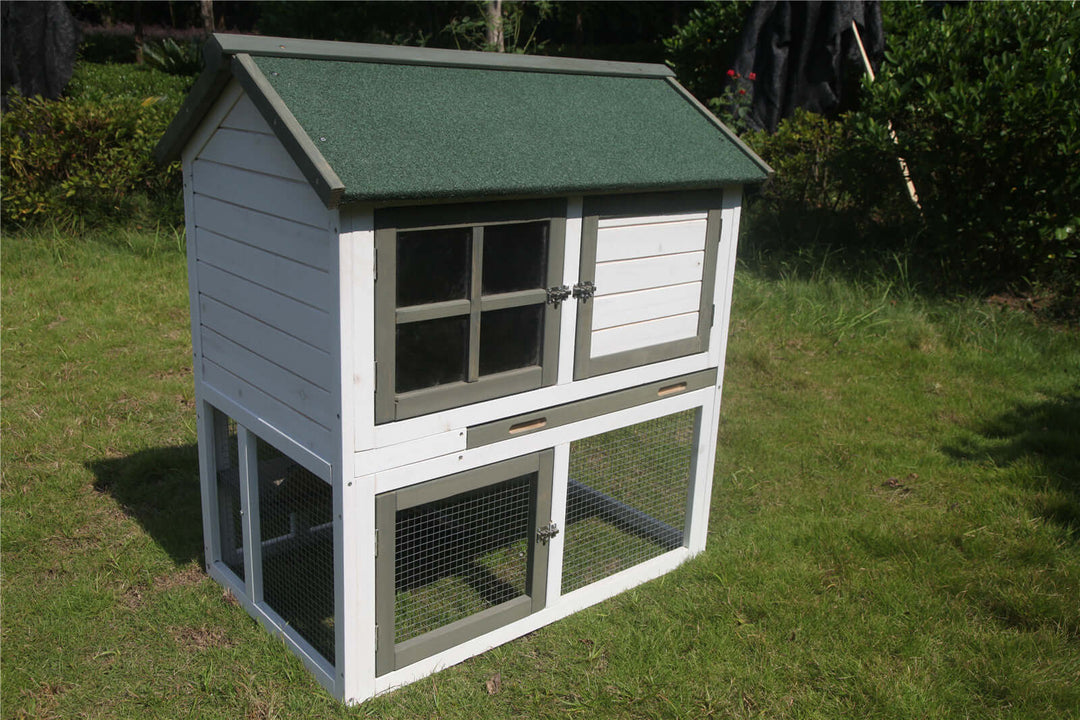 YES4PETS XL Double Storey Rabbit Hutch for small animals, featuring waterproof design and large access doors.