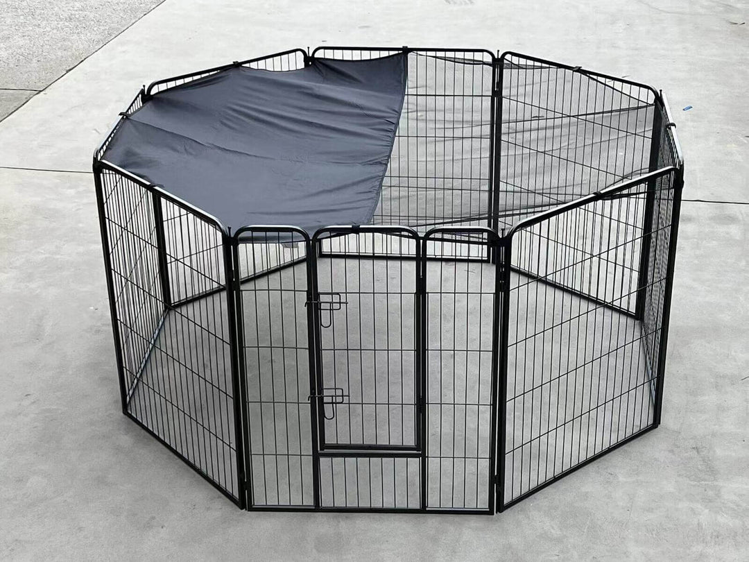 YES4PETS 8-panel dog exercise pen with UV cover, affordable and quality pet enclosure for outdoor play.