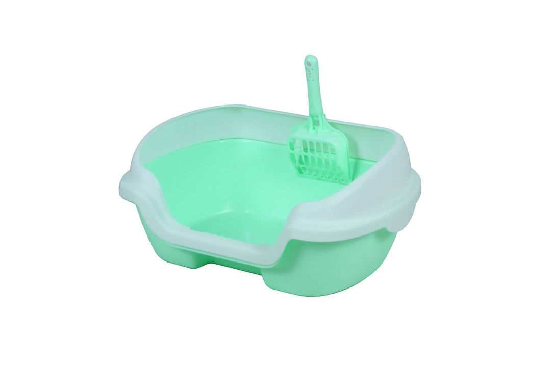 YES4PETS small portable green litter box tray with scoop, designed for cats, kittens, and rabbits, easy to clean and non-toxic.