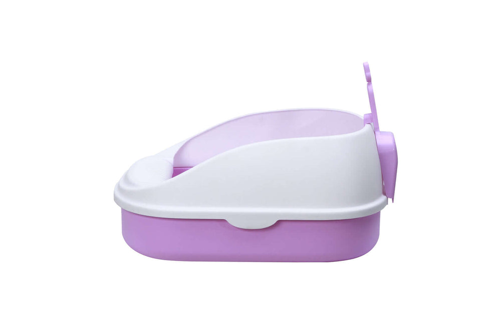 YES4PETS portable cat litter box tray in purple with handle and scoop, designed for minimal mess and easy cleaning.