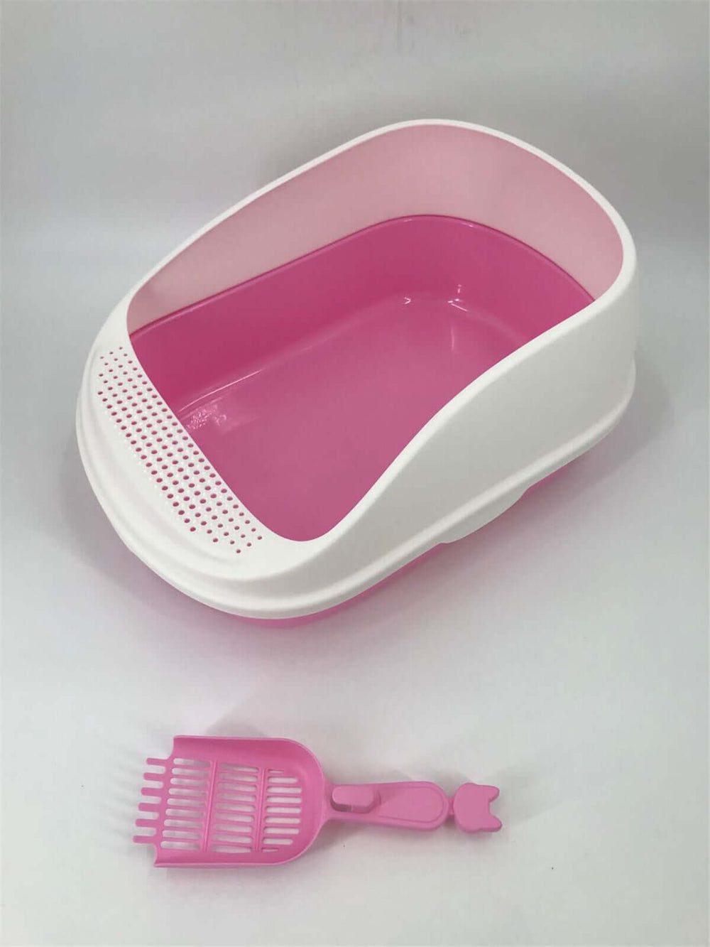 YES4PETS large pink cat litter box tray with high walls and matching scoop for easy cleaning and mess prevention.