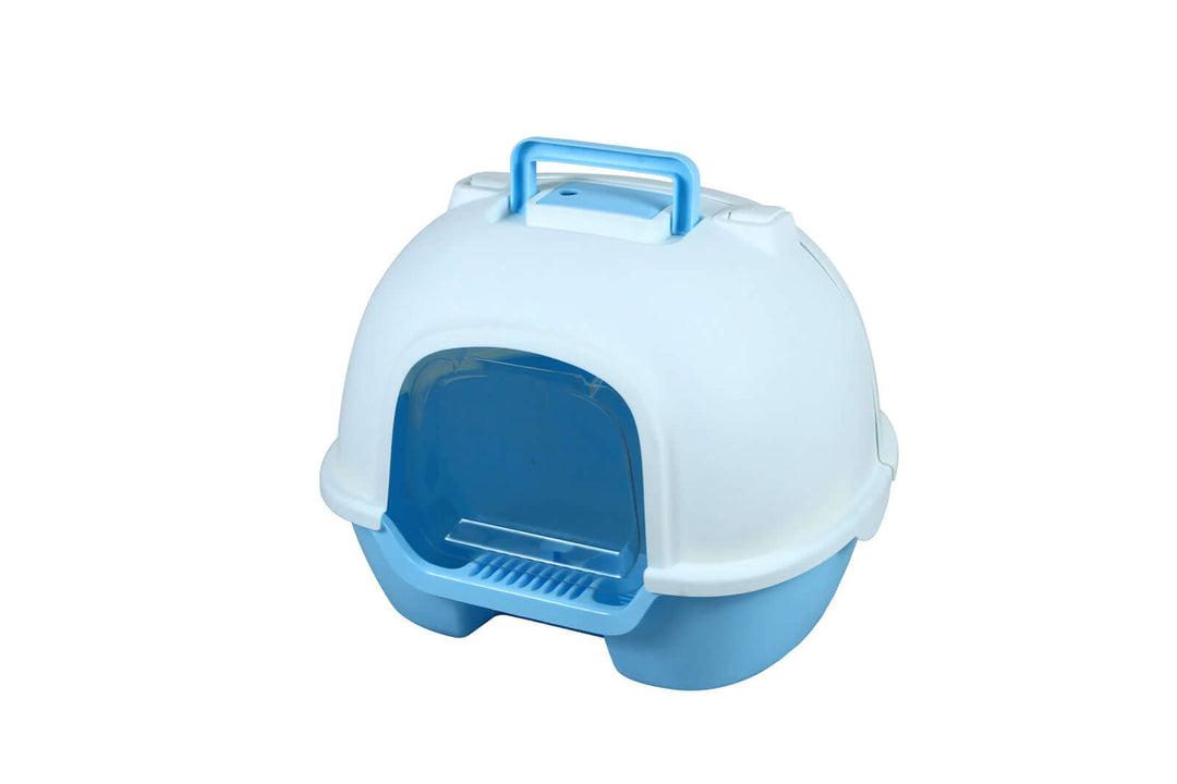 YES4PETS portable hooded cat toilet litter box in blue with handle, perfect for DIY pet owners seeking affordable quality.