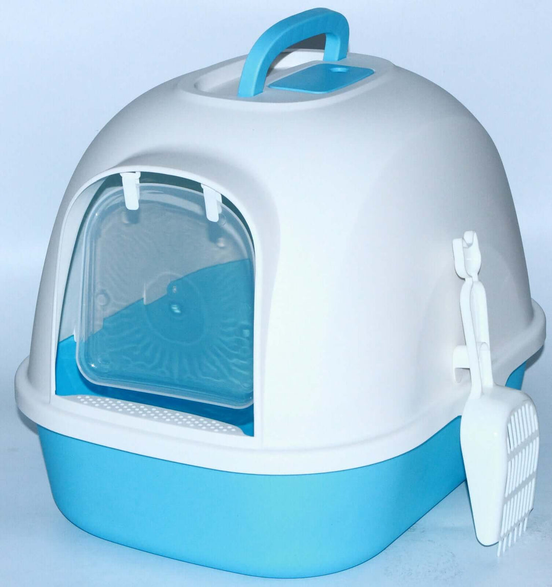 YES4PETS affordable portable hooded cat toilet litter box tray in blue with handle and scoop for quality pet care.