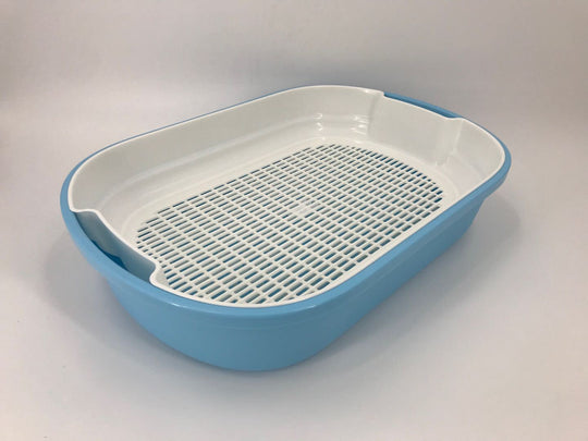 YES4PETS blue portable cat toilet litter box with grid tray and high walls for minimal mess and easy cleaning.