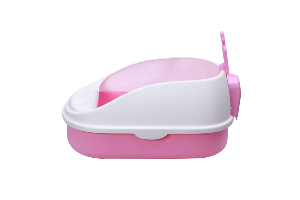 YES4PETS large pink portable cat toilet litter box tray with scoop and high walls for minimal mess.