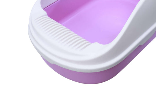 Close-up of YES4PETS portable cat litter box in purple, featuring high walls and easy-clean design for mess-free pet care.