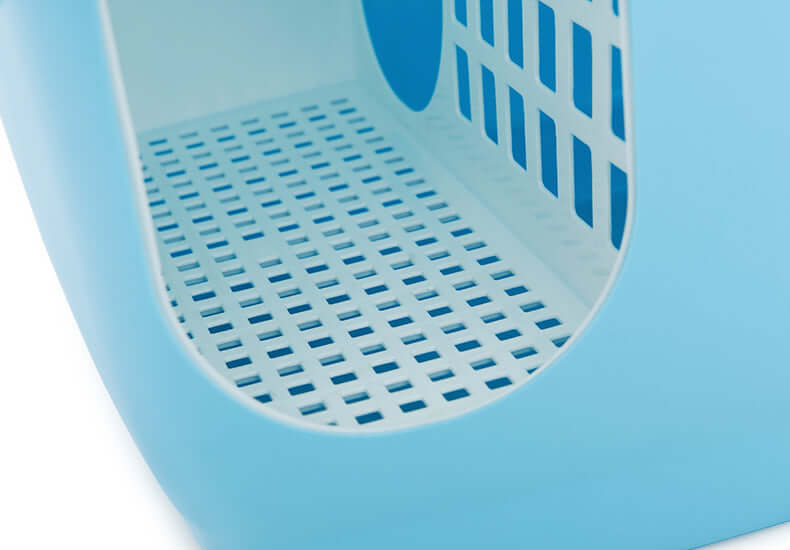 Interior view of YES4PETS XL Hooded Cat Toilet showing ventilated blue design for litter containment and easy cleaning.