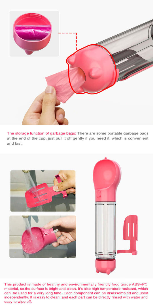 YES4PETS pink portable pet waste dispenser with garbage bag storage for convenient clean-ups on-the-go.