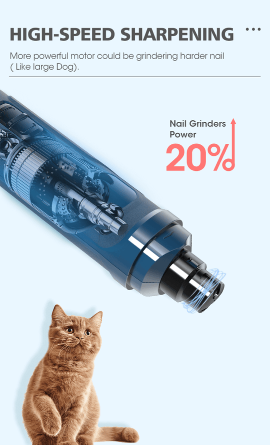 YES4PETS high-speed sharpening electric nail grinder features a powerful motor for easy pet nail grooming.