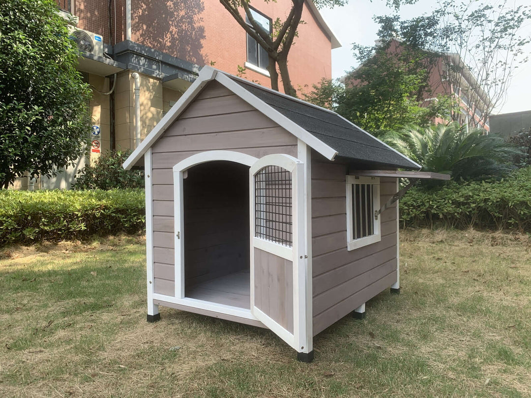 Affordable XL Timber Pet Dog Kennel House with elevated floor and wide entrance, perfect for your furry friend.