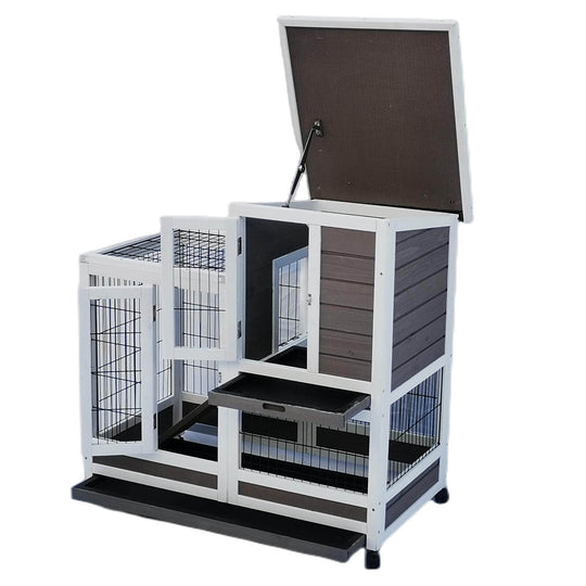 YES4PETS Rabbit Hutch with removable roof, ideal for small pets like rabbits, guinea pigs, and ferrets.