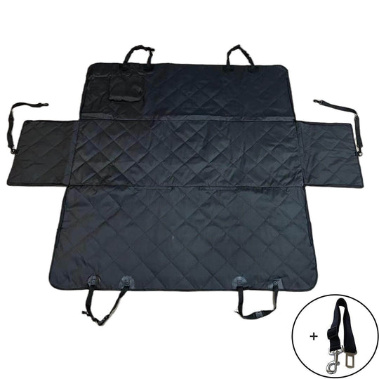 YES4PETS waterproof pet car seat cover with seat belt, durable, non-slip, easy to install, protects car from dirt and hair.