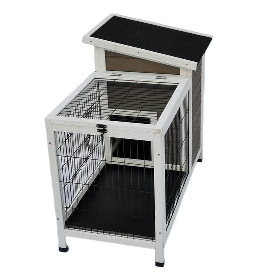 YES4PETS Rabbit Hutch Cat House Cage with waterproof flat roof and spacious design for small animals.