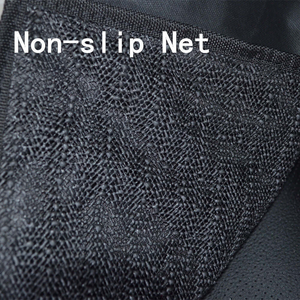 Close-up of non-slip net feature for pet car seat cover providing stability and safety during rides.