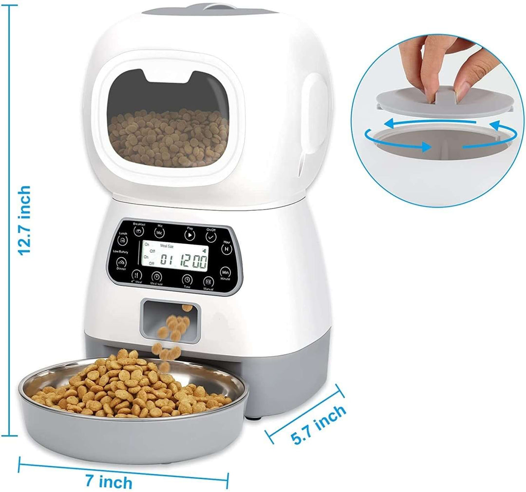 YES4PETS 3.5L automatic pet feeder with digital timer and food bowl, affordable and quality feeding solution.