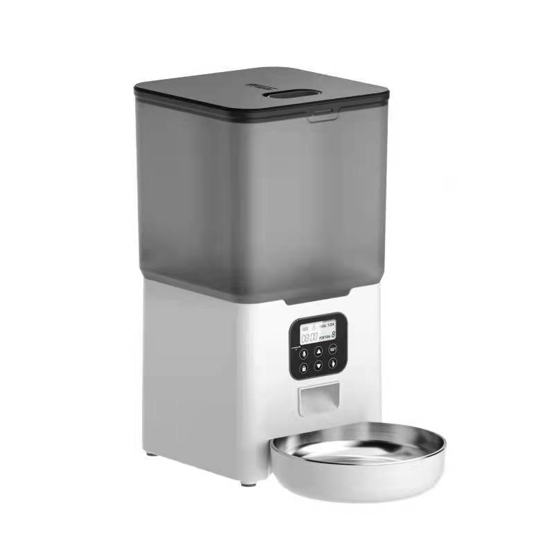 YES4PETS 5.6L automatic pet food dispenser with digital panel and stainless steel bowl for dogs and cats.