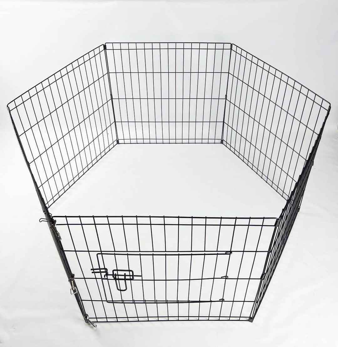 YES4PETS 6-panel pet playpen enclosure for dogs, cats, and rabbits made from durable steel.