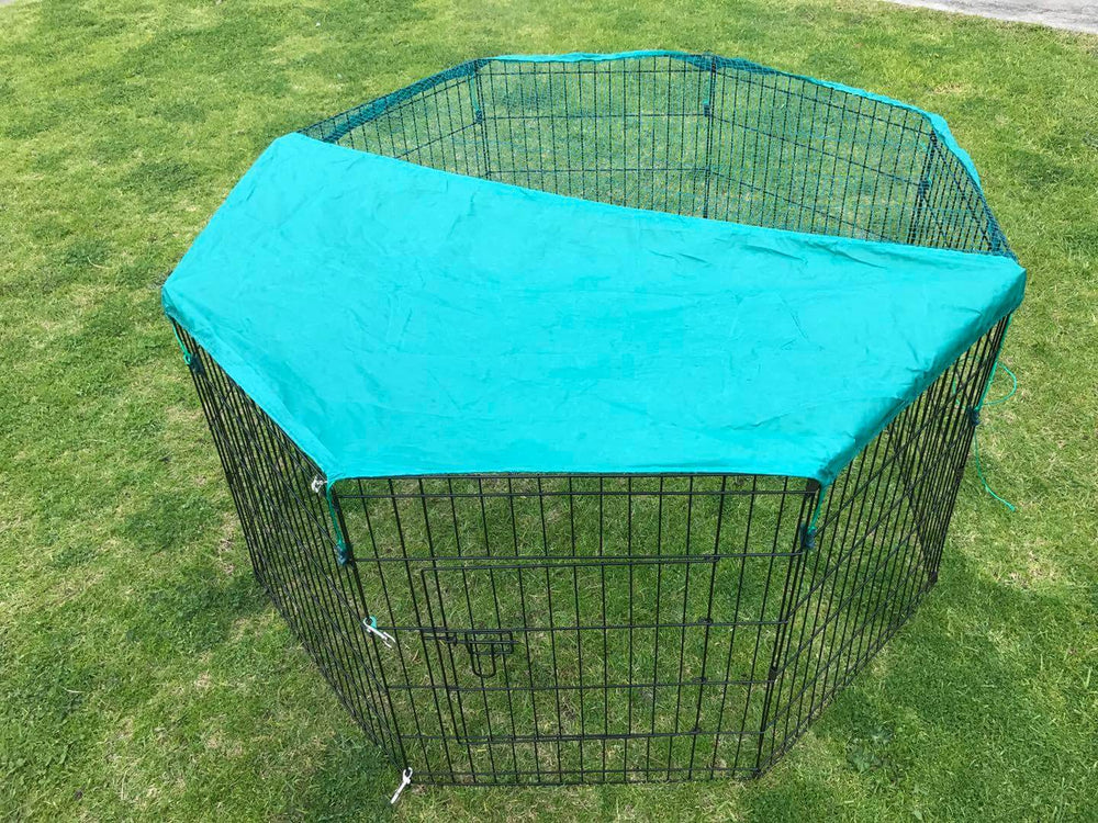 Affordable YES4PETS 6-panel dog cat exercise playpen with cover on grass; quality pet enclosure for indoor and outdoor use.