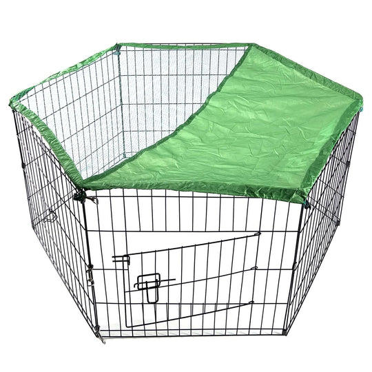 YES4PETS 6-panel dog playpen with green cover, ideal for affordable outdoor pet exercise and safe play area.