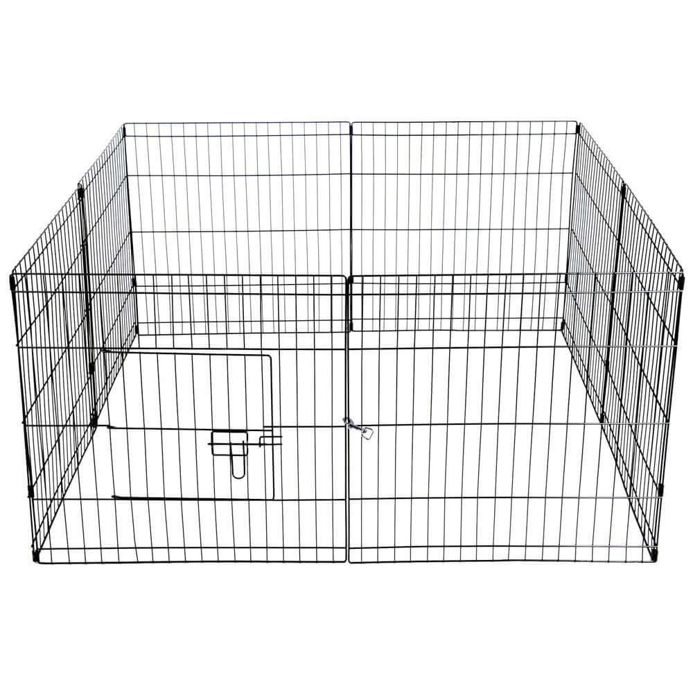 Affordable YES4PETS 24' playpen for dogs and rabbits, black steel enclosure perfect for DIY pet exercise.