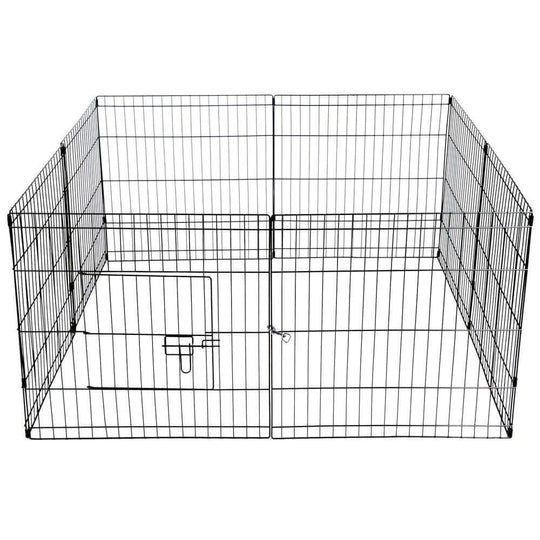 Affordable YES4PETS 24' playpen for dogs and rabbits, black steel enclosure perfect for DIY pet exercise.