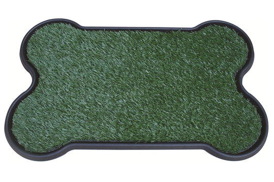 YES4PETS bone-shaped indoor dog potty training mat with artificial grass for easy cleaning and toilet training.