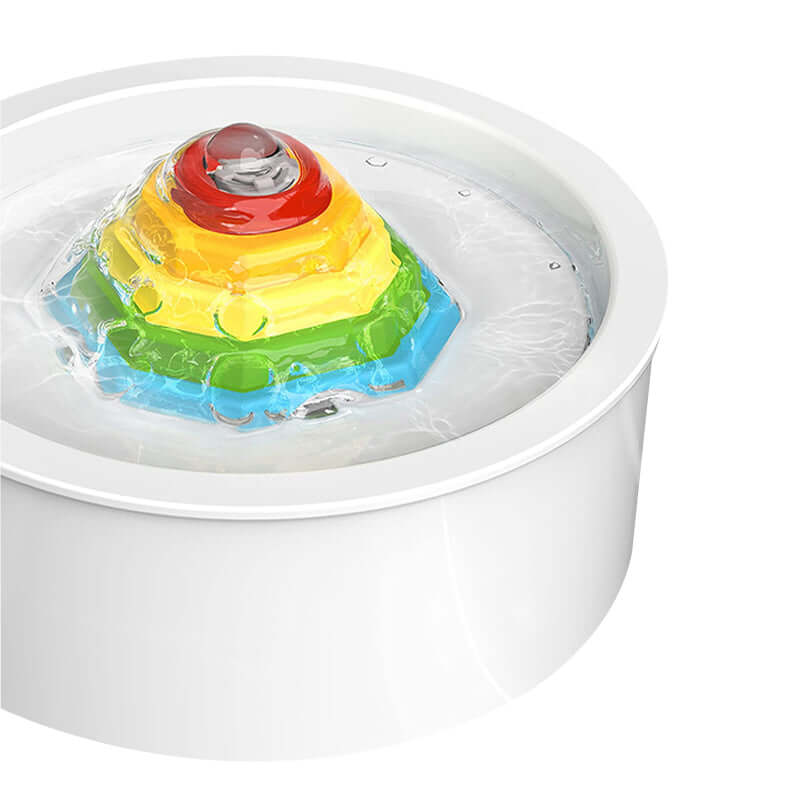 Affordable ceramic electric pet water fountain with colorful pyramid design for dogs and cats.