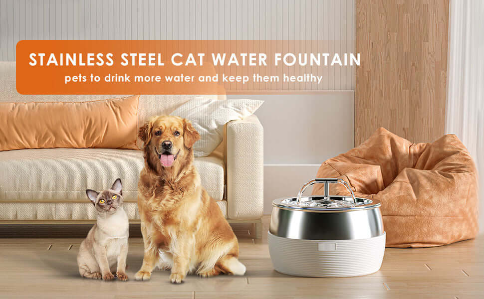 Affordable stainless steel water fountain for dogs and cats, promoting hydration and health at home.