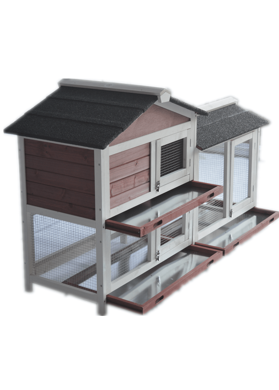 YES4PETS Double Storey Large Rabbit Hutch with pull-out trays for easy cleaning, suitable for small pets.