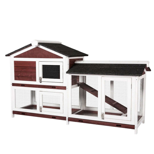 YES4PETS double storey rabbit hutch with pull-out tray, spacious and affordable for small pets.