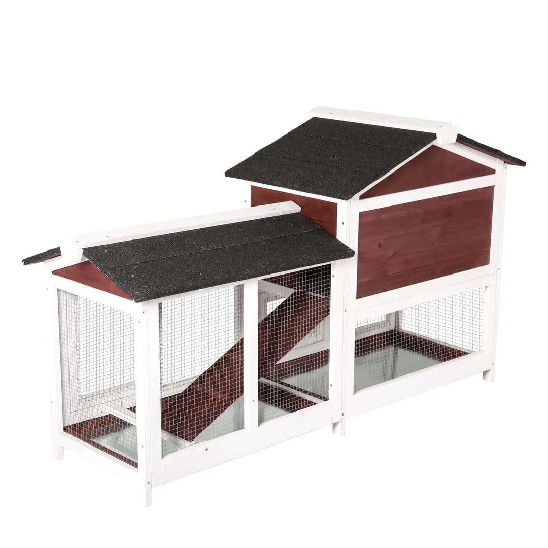 YES4PETS double storey rabbit hutch and guinea pig cage with pull-out tray features waterproof design.