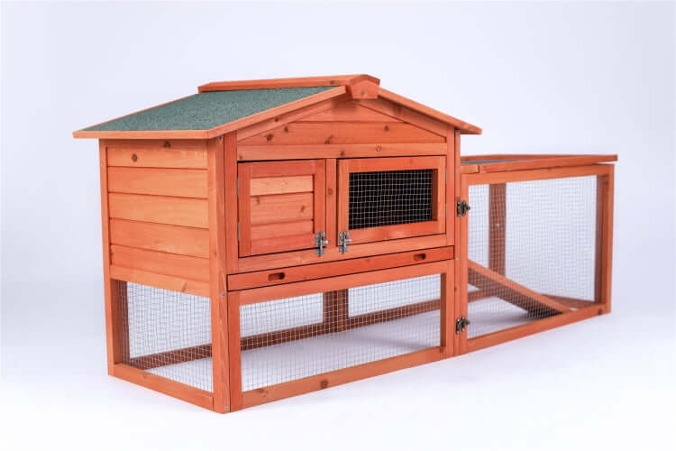 Affordable wooden rabbit hutch with metal run, double-story design, ideal for guinea pigs, eco-friendly materials.