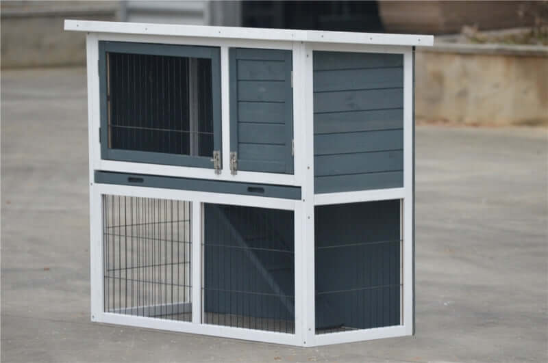 YES4PETS double storey rabbit hutch with pull out tray, perfect for guinea pigs and ferrets, stylish and affordable.