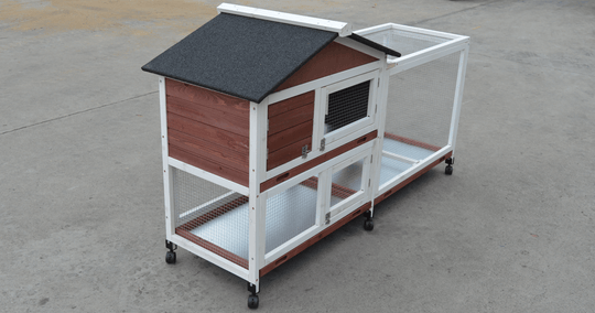 YES4PETS Double Storey Rabbit Hutch on wheels for small animals, featuring easy-clean pull-out trays and access doors.