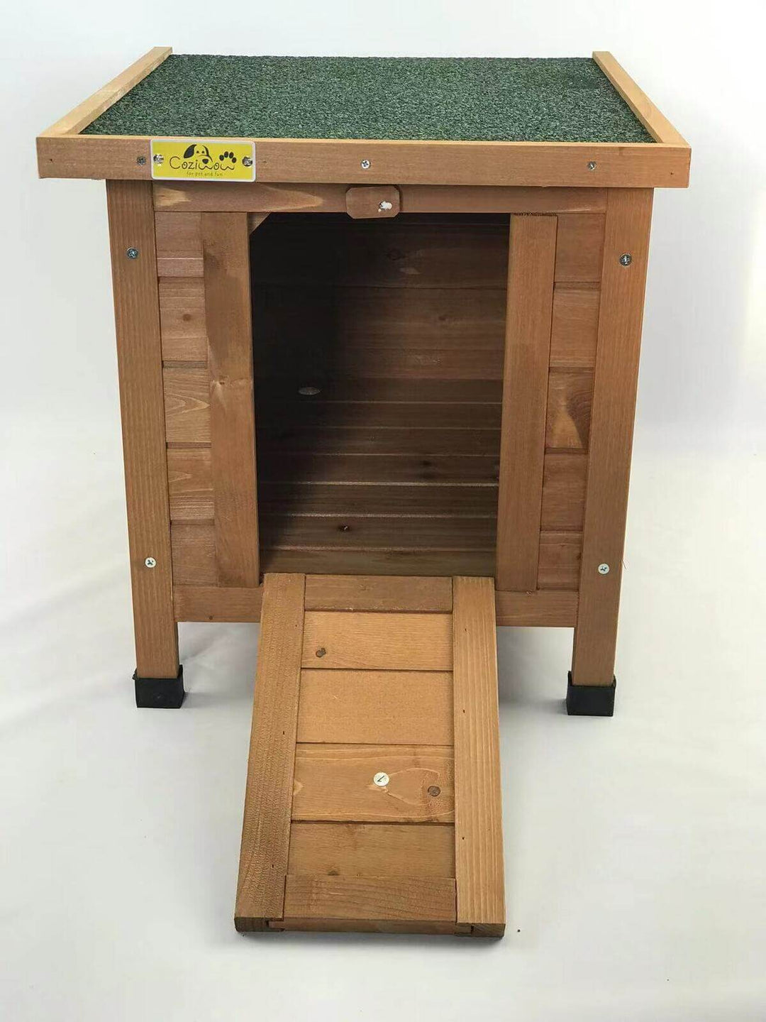 YES4PETS Small Chicken Coop Rabbit Hutch with sloped roof access ramp, made of solid fir wood for small pets.