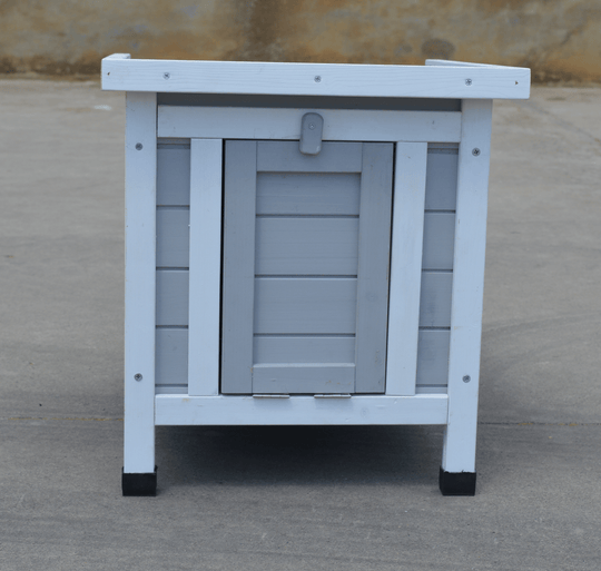 YES4PETS grey small hutch for chickens and small pets with door for easy access and cleaning.