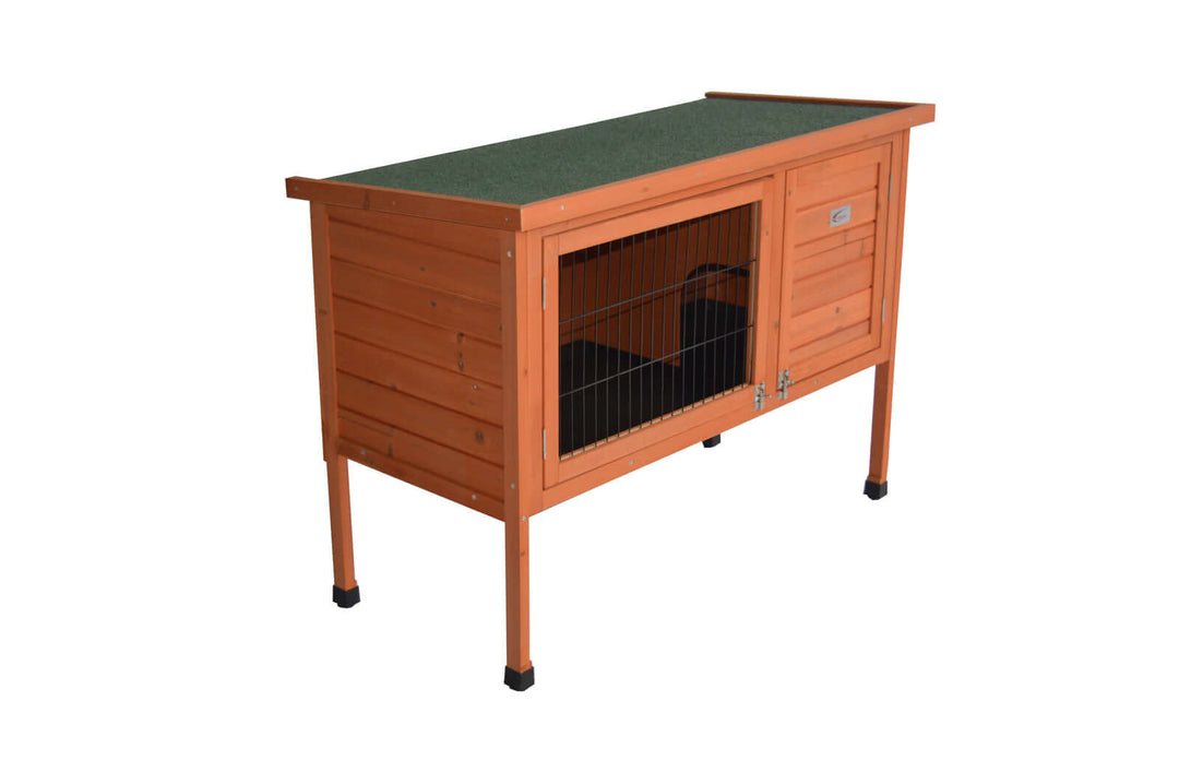 Affordable large wooden pet hutch for rabbits, guinea pigs, and ferrets with waterproof roof and spacious design.