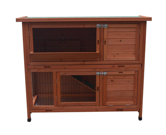 YES4PETS 120cm XL Double Storey Rabbit Hutch with pull out tray, ideal for small animals like rabbits, guinea pigs, and ferrets.