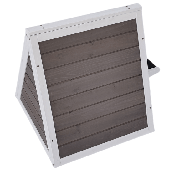 Affordable grey small cat chicken coop and rabbit hutch made from durable fir wood.