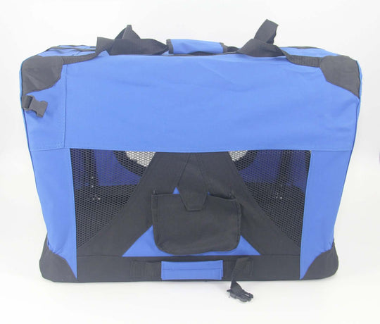 XXXL Portable Foldable Pet Dog Cat Puppy Soft Crate in blue with mesh windows and sturdy construction for quality and affordability.