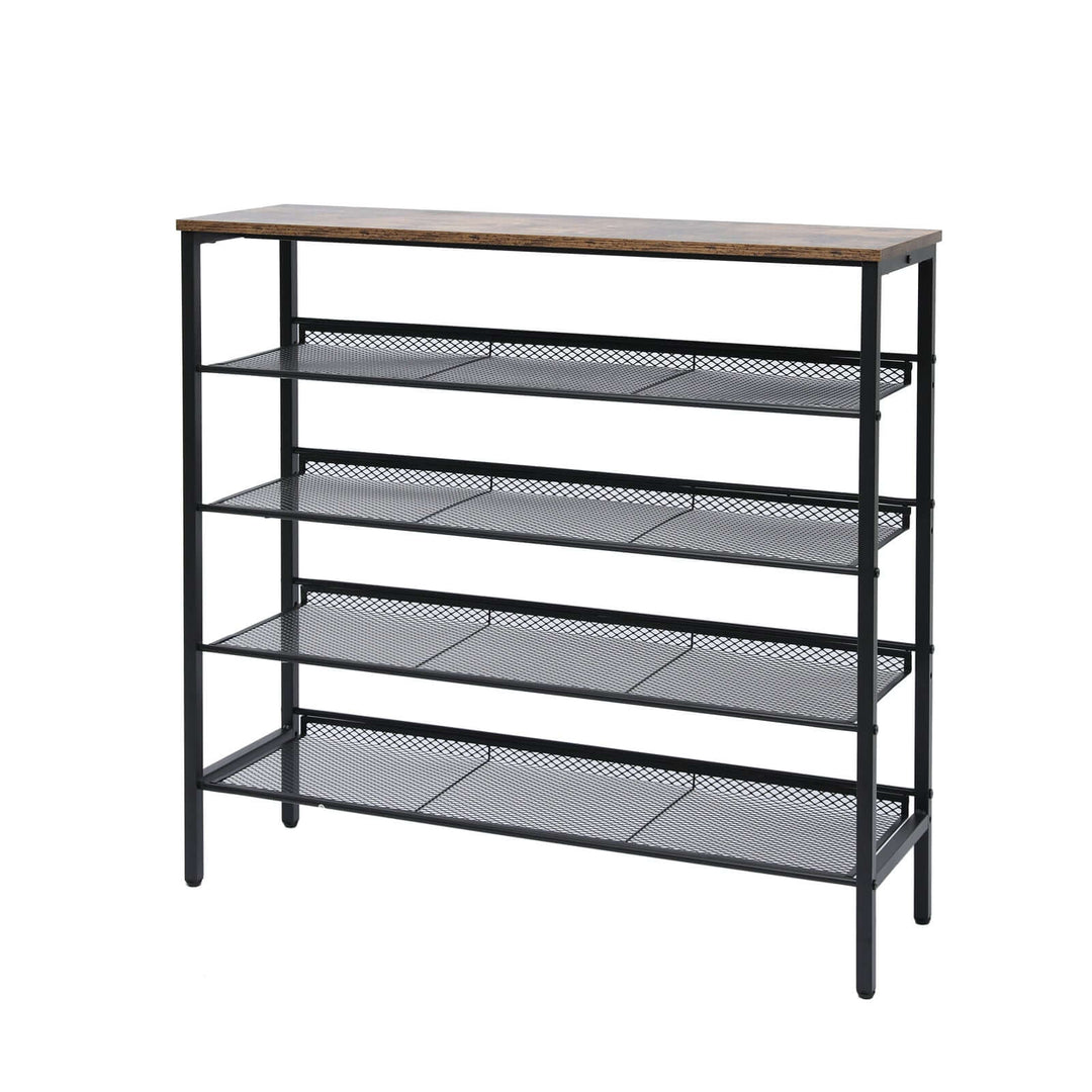 YES4HOMES 5-Tier Large Shoe Rack with wooden top and metal frame, ideal for affordable storage and stylish organization.