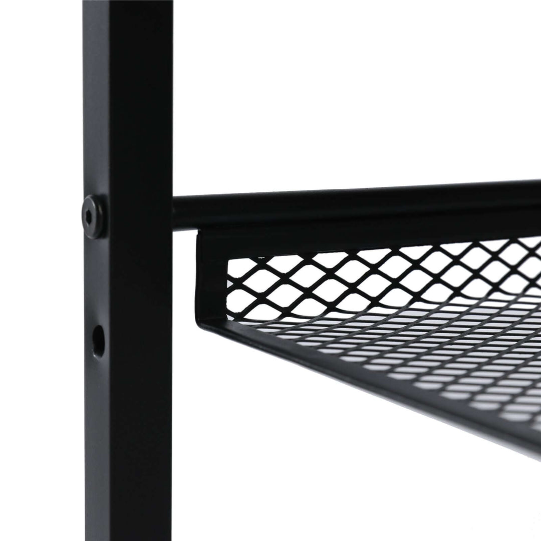 Close-up of the sturdy metal frame and mesh shelf design of YES4HOMES shoe rack, showcasing quality and durability.